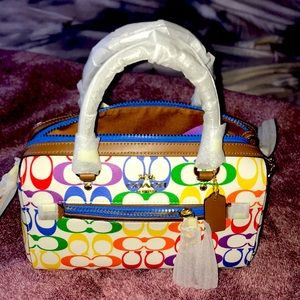 Authentic Coach Rowan Rainbow Colored Satchel Purse NWT 200OBO☺️